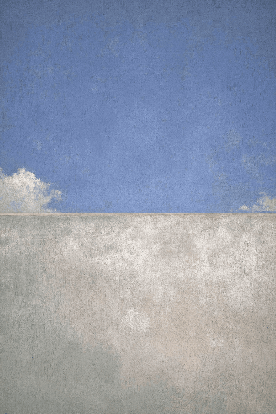 Quiet geometric abstract painting - muted blue and grey tones