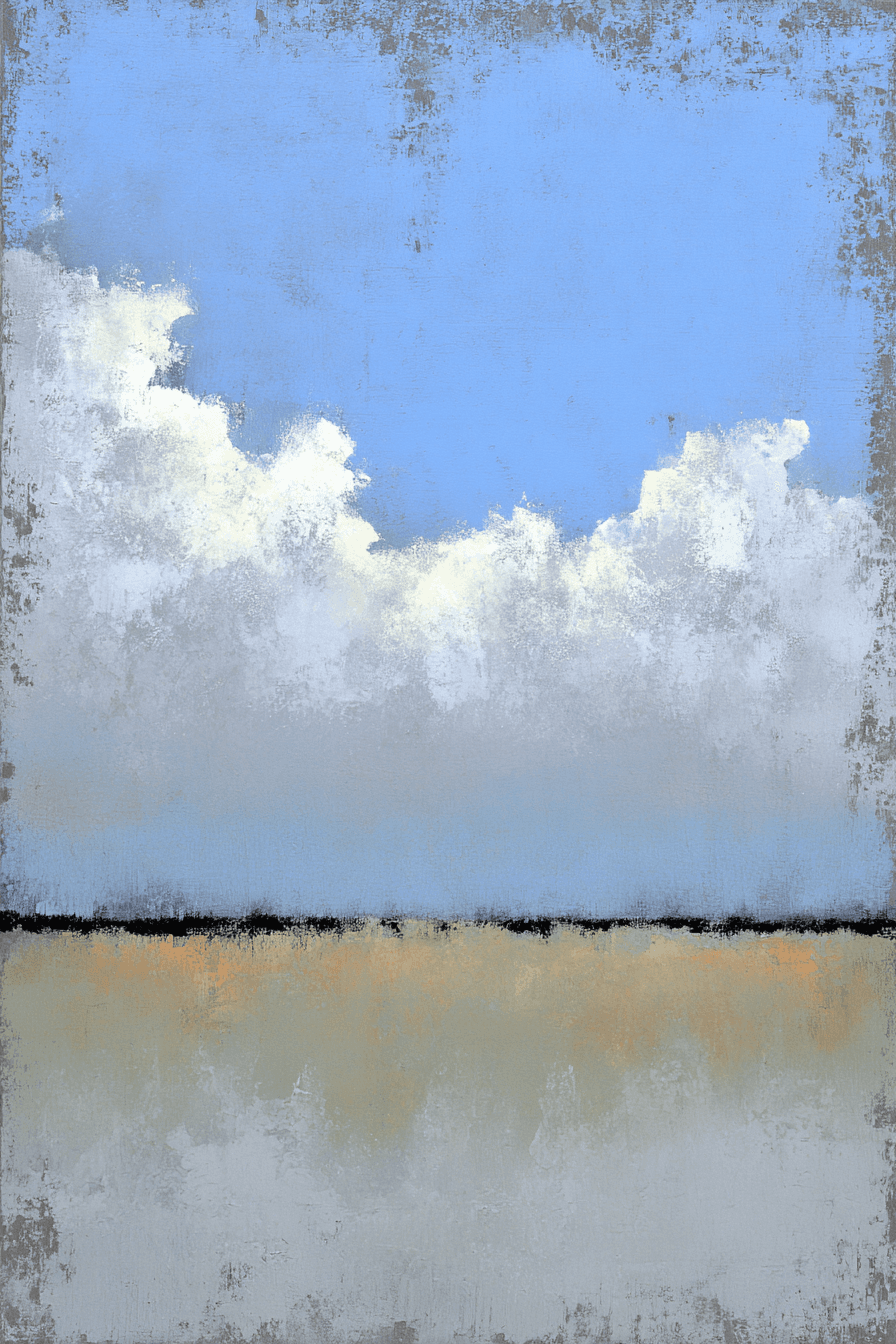 Quiet geometric abstract painting - earth tones with weathered texture