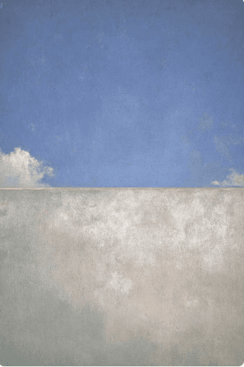 Quiet geometric abstract painting - blue sky over textured wall